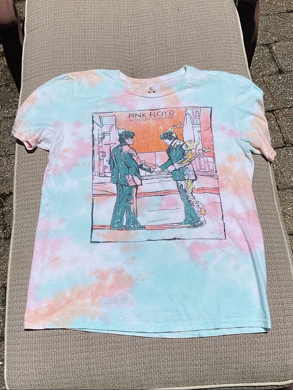 Pink Floyd Tie-Dye Graphic Tee in Pastel Blue & Peach